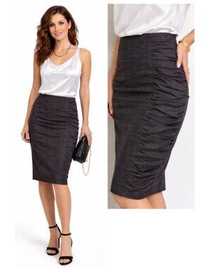 Anthropologie Cartonnier Dark Charcoal Ruched Pencil Skirt size 4